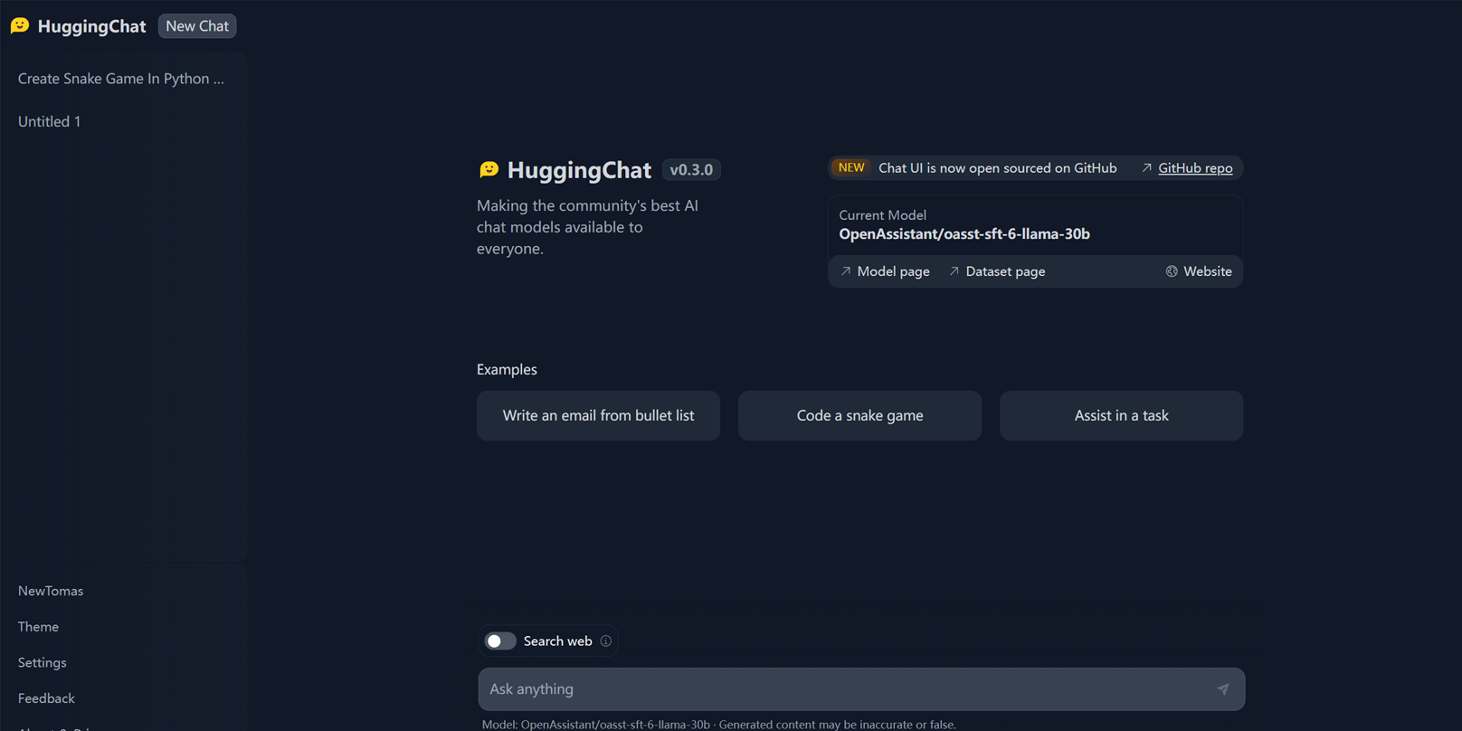HuggingChat-开源ChatGPT替代品