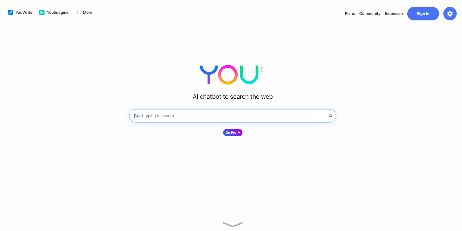 YOU-AI chatbot to search the web