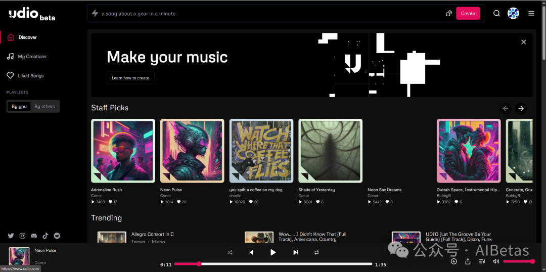 Udio AI音乐生成器上线,每月可生成1200首免费歌曲,有望挑战Suno!