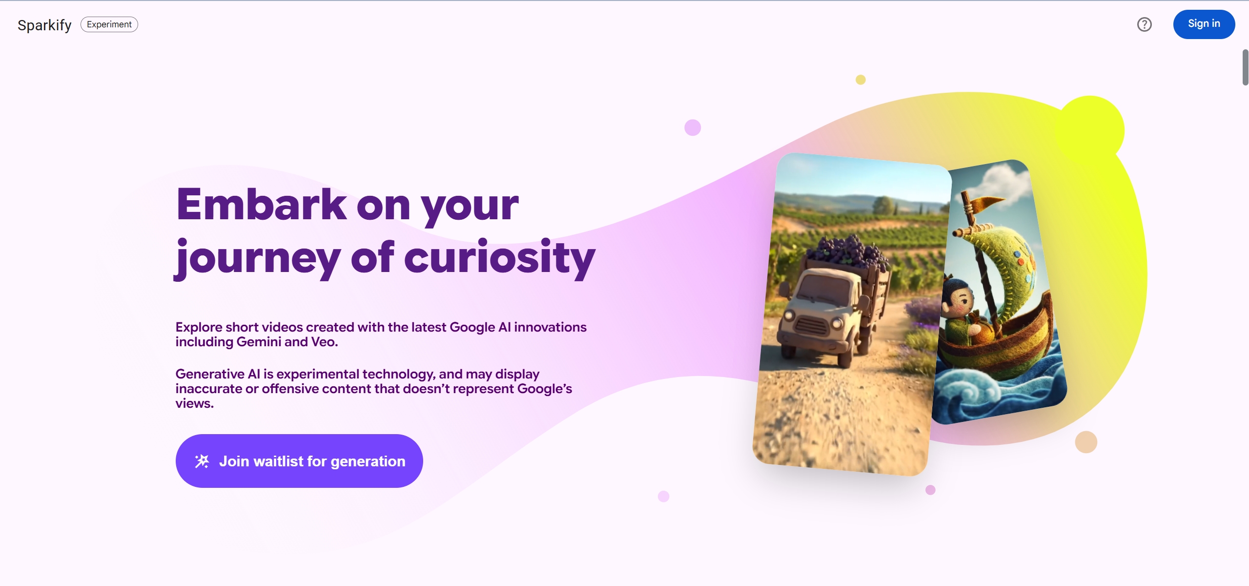 Google Sparkify - AI 动画生成